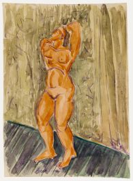 20th Century Watercolour - Standing Nude