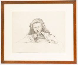 William Henry Ladd - Framed Early 20th Century Graphite Drawing, Studying