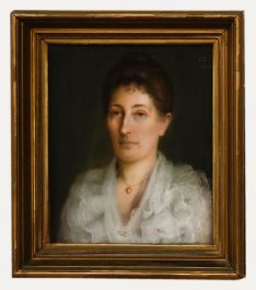E. L.  - English School 1901 Pastel, Lady with The Heart Shaped Locket