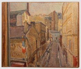 Bertrand Py (1895-1973) - Mid 20th Century Oil, Street in Ménilmontant
