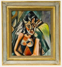 20th Century Oil - Cubist Woman