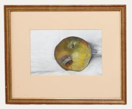 Framed 20th Century Oil - Still Life of a Cooking Apple