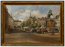 Martin Sofus Arildskov - Framed Mid 20th Century Oil, Højbro Plads