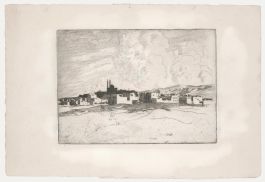 Early 20th Century Etching - View of the City Skyline