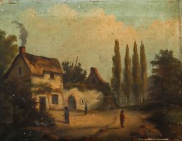 19th Century Oil - Cottage on the Country Lane