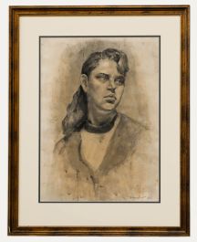 Vladimir Sinitski (1896-1980) -Watercolour, Woman in Monochrome