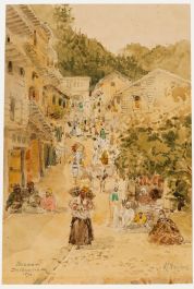 D. L. Radford - 1896 Watercolour, Bazaar, Dalhousie