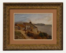 H.W - Framed Late 19th Century Watercolour, Cottage on the Cliff