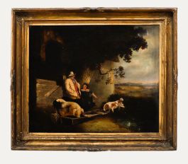 Naive School Early 19th Century Oil - The Farmstead