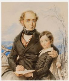 Carl Hartmann - Mid 19th Century Watercolour, Father and Son
