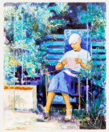 Pierre Neveu (b.1929) - Contemporary Oil, Reading in the Garden