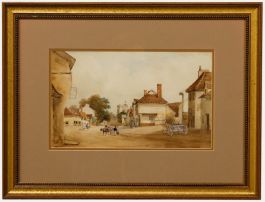 19th Century Watercolour - Morning in The Village