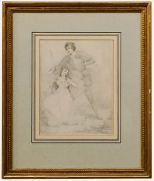 S K - Framed 1825 Watercolour, Study of Rinaldo and Armida