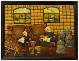 Mid 20th Century Oil - Maids A-Milking