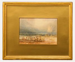 S. Corner - Late 19th Century Watercolour, Coastal Landscape with Nymphs Bathing