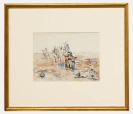 Edith Lawson - Framed 1900 Watercolour, Assassination in the Desert