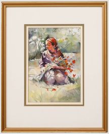 Trevor Waugh - Framed Contemporary Watercolour, Sim in Cornfield