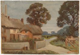 Alan J. Bowyer (1902-1986)  - Mid 20th Century Oil, Cottage on the Corner