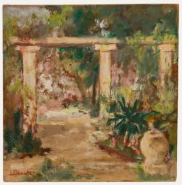 I. Boucher - Mid 20th Century Oil, Dans le Jardin