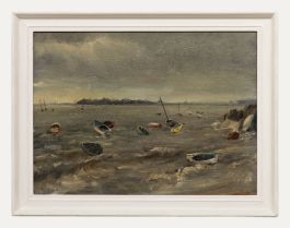 Framed 20th Century Oil - Bobbing Boats