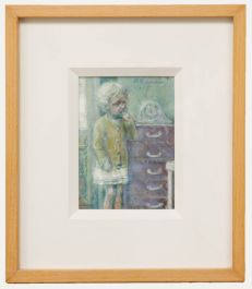 Colin Vincent - Framed 20th Century Tempera, Chest of Drawers and Clock