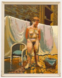 John Semmence (1930-1985) - Framed 20th Century Gouache, Nude in an Alleyway