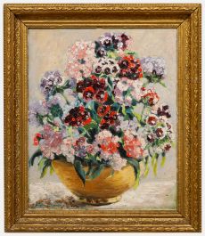 Daphne Cleaver - Framed Mid 20th Century Oil, Still Life of Sweet Williams