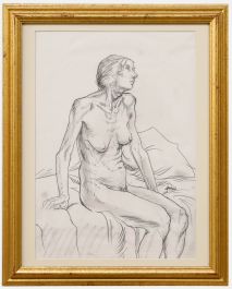 Attrib. Kathe Strenitz (1923-2017) - Framed Graphite Drawing, Female Nude