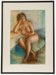 Betty Battiscombe (1916-2002) - Framed Mid 20th Century Watercolour, Seated Nude