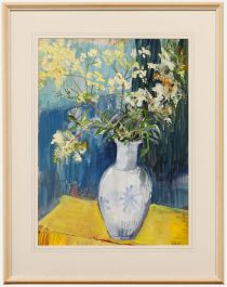Nola Armstrong - 20th Century Mixed Media, Vase With Meadowsweet