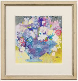 Nola Armstrong - 20th Century Pastel, Summer Flowers In Blue
