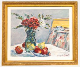Jenny De Bloot (1901-1988) - Mid 20th Century Oil, Chrysanthemums with Apples