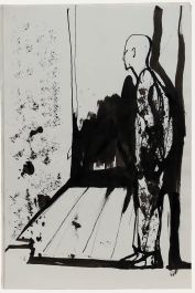 Charlotte Heister (1921-1998) - Mid 20th Century India Ink, Man, Standing