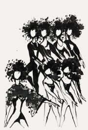Charlotte Heister (1921-1998) - Mid 20th Century India Ink, Dancing Girls