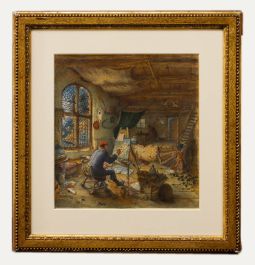 After Adriaen van Ostade - 19th Century Watercolour, The Painter in His Studio