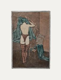 Priscella Van Groeningen - 1990 Etching, Nude Getting Dressed