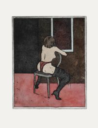 Priscella Van Groeningen - 1990 Etching, Seated Nude
