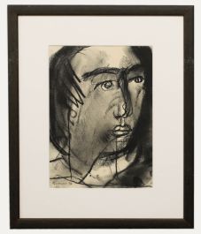 Anton Goossens (1903-1980)  - 1963 Charcoal Drawing, Wide Eyed Stare