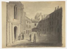 19th Century Watercolour - Entrance on Cathedral, St Malo