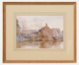 Mark Gibbons RWS (b.1949) - Contemporary Watercolour, Cottages at Biddestone