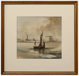 Annette Johnson - Framed Mid 20th Century Watercolour, Boat near Docklands
