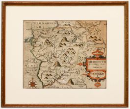 Christopher Saxton & William Kip - Framed 17th Century Engraving, Merionith