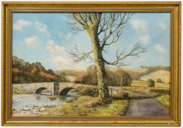 Tony Wooding (b.1969)  - 20th Century Oil, Stone Bridge in Winter