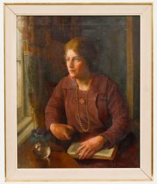 Walter Savage Cooper (1861-1943) - Framed 1924 Oil, Lady in Thought