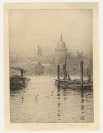 Rowland Langmaid RA (1897-1956) - 1929 Etching, St Paul's from the River