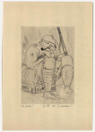 Andre Dunoyer de Segonzac (1884-1974) - Etching, Smoking Soldier 
