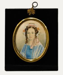 Miniature 19th Century Watercolour - Lady with a Lace Bonnet