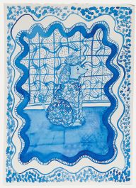 Jemma Jamie - 2025 Pen and Ink Drawing, Poodle in Blue