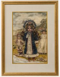 Elizabeth Sorrell RWS (1916-1991) - Framed Watercolour, A Day at the Seaside 