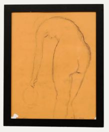 Anton Gold (1914-1970) - Mid 20th Century Charcoal Drawing, Stretching Nude